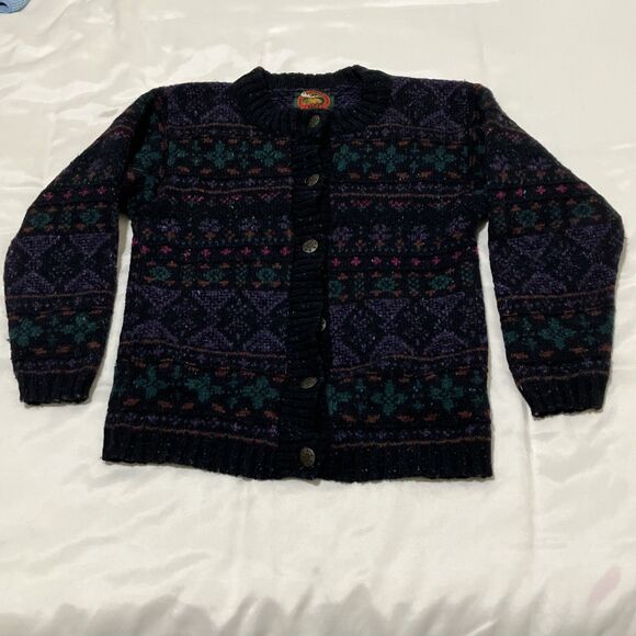 Vintage Alps Fine Apparel Cardigan Wool Blend Sweater Fair Isle Women’s Sz S - Picture 1 of 4